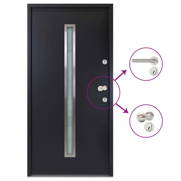 vidaXL Aluminium Front Door Anthracite 90x200 cm