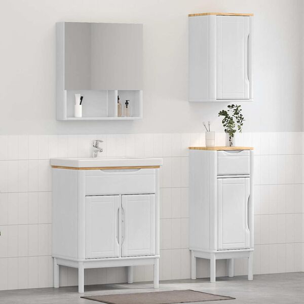 vidaXL Bathroom Furniture Set FLORO 3 pcs White Solid Pine Wood