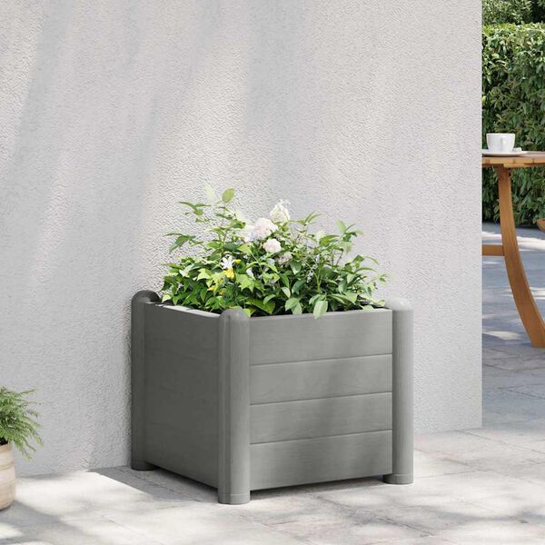 vidaXL Garden Raised Bed PP Stone Grey 43x43x35 cm
