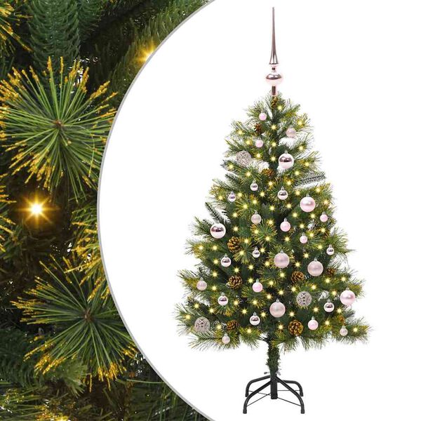 vidaXL Artificial Hinged Christmas Tree with Cones Green 150 cm
