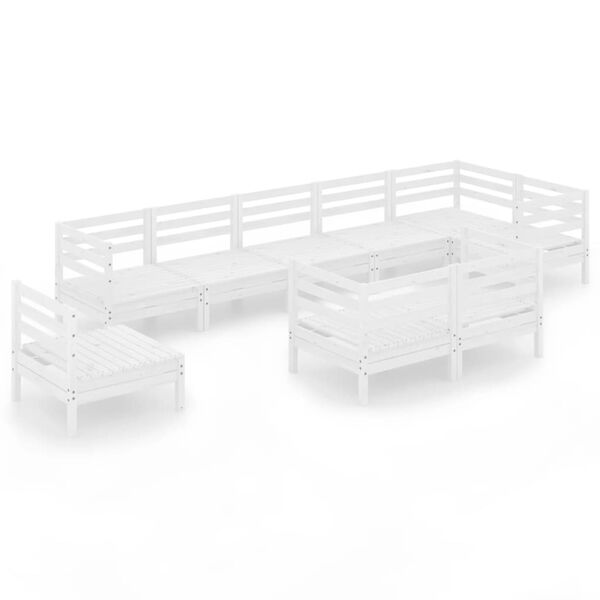 vidaXL 9 Piece Garden Lounge Set Solid Wood Pine White