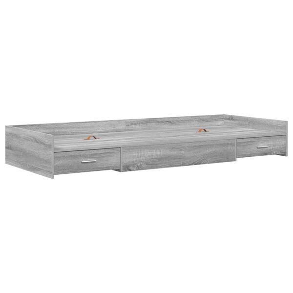 vidaXL Bed Frame with Drawer Grey Sonoma 90 x 200 cm Engineered Wood