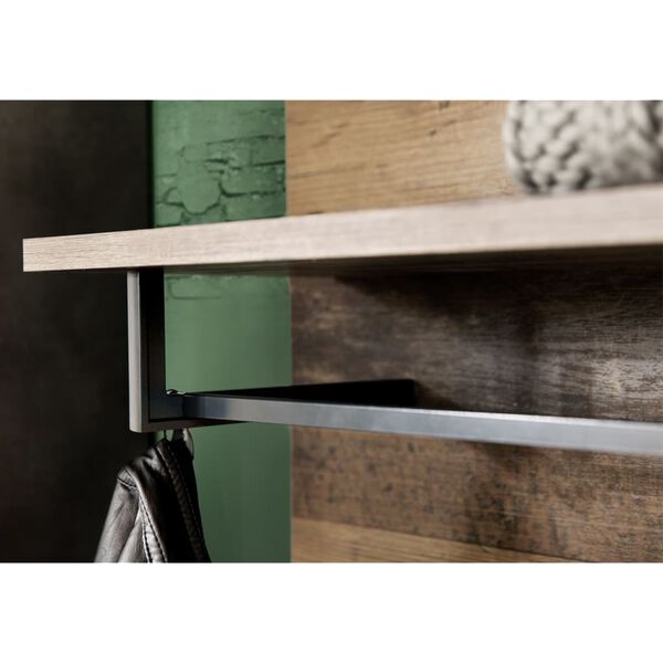 Trendteam Wall Panel with Coat Rack Indy Old Wood and Matera Grey