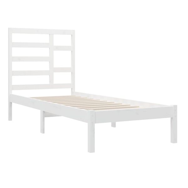 vidaXL Bed Frame without Mattress White Solid Wood 100x200 cm
