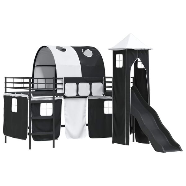 vidaXL Kids'Loft Bed Frame Black 99.5 x 200 cm Metal