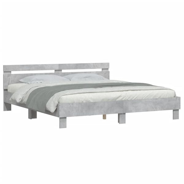 vidaXL Bed Frame without Mattress Concrete Grey 180x200 cm Super King