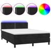 vidaXL Box Spring Bed with Mattress&LED Black 140x200cm Velvet