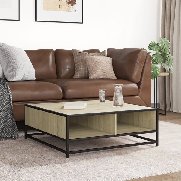vidaXL Coffee Table Sonoma Oak 80x80x30 cm Engineered Wood and Metal