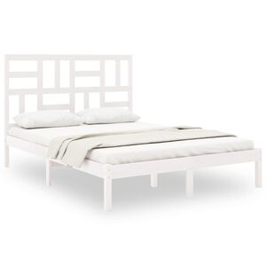 vidaXL Bed Frame without Mattress White Solid Wood 140x190 cm