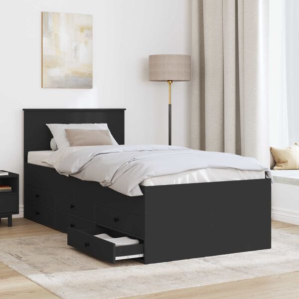 vidaXL Daybed with Drawer Manual Black 100 x 200 cm Engineered Wood