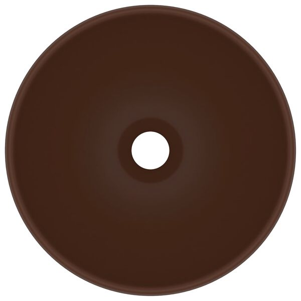 vidaXL Luxury Bathroom Basin Round Matt Dark Brown 32.5x14 cm Ceramic