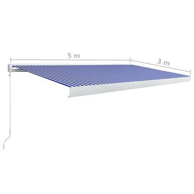 vidaXL Manual Cassette Awning 500x300 cm Blue and White