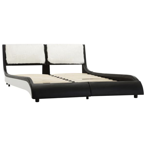 vidaXL Bed Frame without Mattress Black&White Faux Leather 135x190 cm Double
