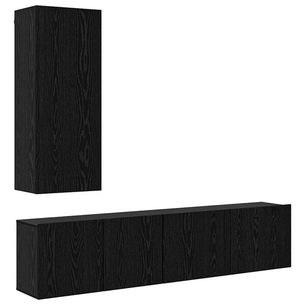 vidaXL TV Wall Unit Wall-mounted 5 pcs Black oak Engineered Wood