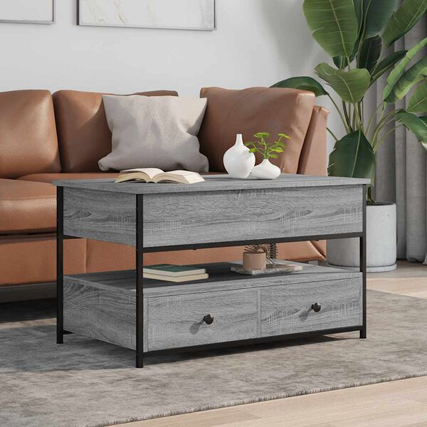 vidaXL Coffee Table Grey Sonoma 85x50x50 cm Engineered Wood and Metal