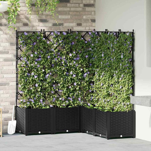 vidaXL Garden Planter 5 pcs Black 120 x 120 x 143 cm Steel