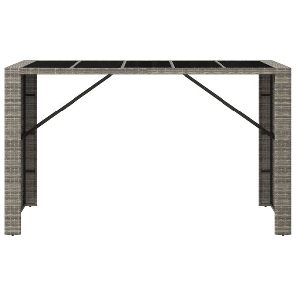 vidaXL Bar Table with Glass Top Grey 185x80x110 cm Poly Rattan