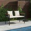 vidaXL Outdoor Bench Black and Cream White 117 x 54 x 74.5 cm