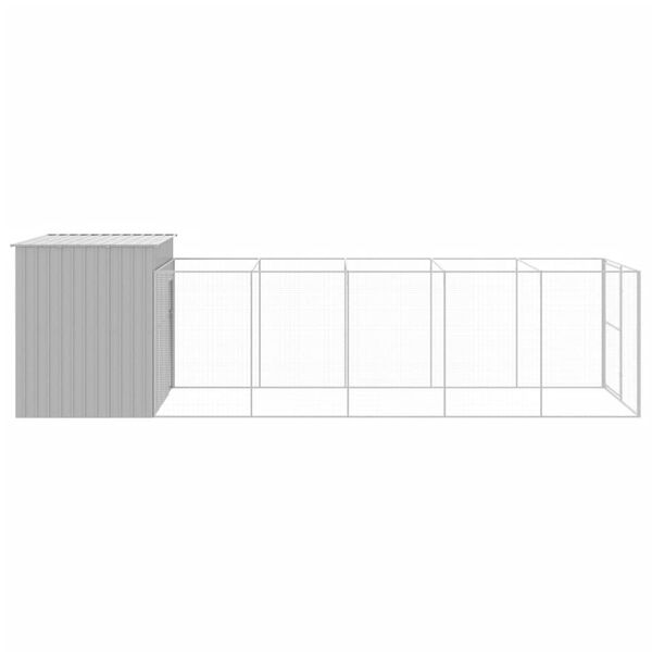 vidaXL Dog House with Run Light Grey 214x661x181 cm Galvanised Steel