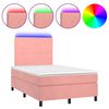 vidaXL Box Spring Bed with Mattress&LED Pink 120x200 cm Velvet