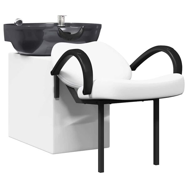 vidaXL Shampoo Chair Manual White and Black 63 x 141 x 92 cm PVC