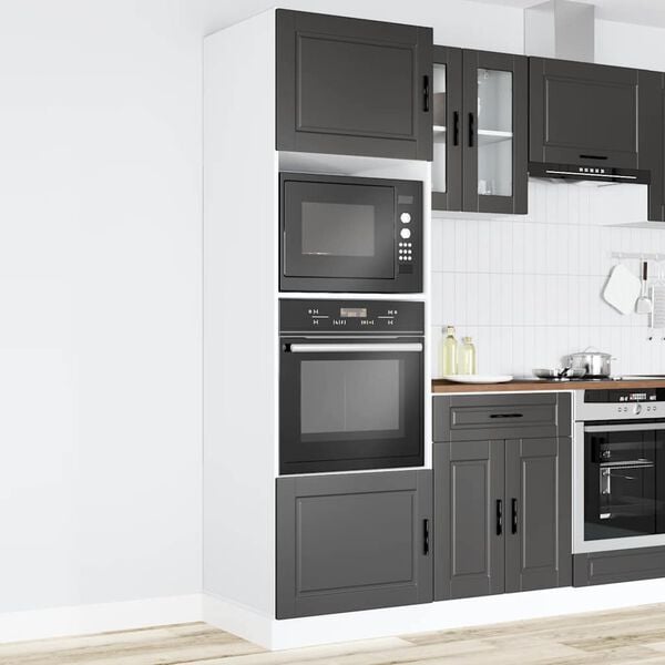 vidaXL Oven Cabinets 2 pcs Porto Black Engineered Wood