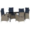 vidaXL Garden Dining Set 5 pcs Grey and Black Rattan