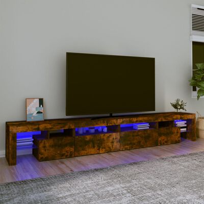 vidaXL TV Cabinet with LED Lights Smoked Oak 260x36.5x40 cm