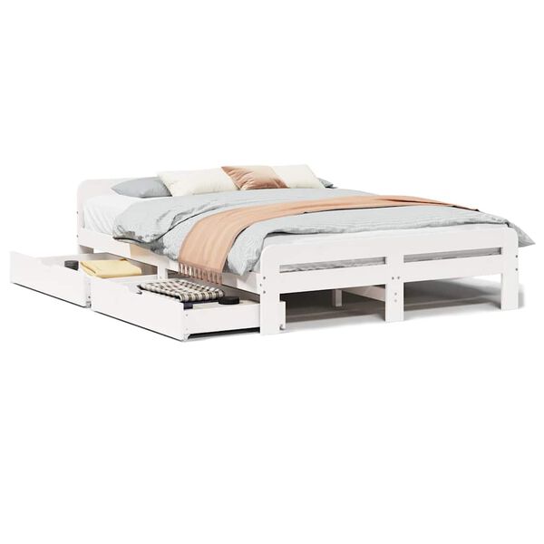 vidaXL Bed frame without Mattress White 160x200 cm Solid Wood Pine