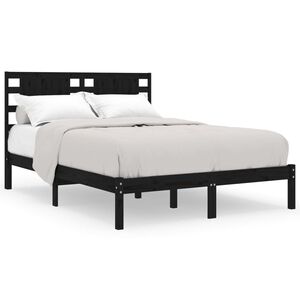 vidaXL Bed Frame without Mattress Black 140x190 cm Solid Wood Pine