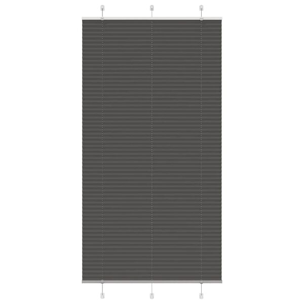 vidaXL Pleated Blind Black 105x200 cm Fabric Width 104.4 cm Polyester