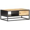 vidaXL Coffee Table | Natural wood, Black | Rough Mango Wood, Powder-Coated Iron