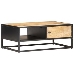 vidaXL Coffee Table | Natural wood, Black | Rough Mango Wood, Powder-Coated Iron