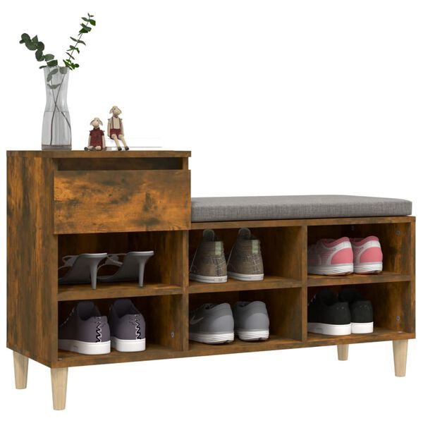 vidaXL Shoe Cabinet Smoked Oak 102x36x60 cm Engineered Wood