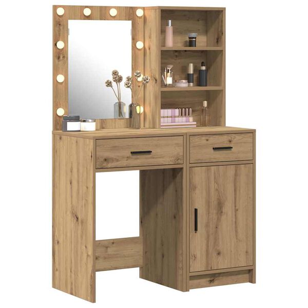 vidaXL Dressing Table Set with Shelf 2 pcs Artisan oak Engineered wood