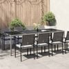 vidaXL Garden Table Grey 250x100x75 cm Tempered Glass and Poly Rattan