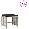 vidaXL Garden Stools with Cushions 4 pcs Light Grey 41x41x36 cm Poly Rattan