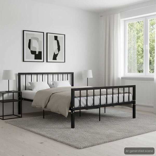 284571 vidaXL Bed Frame without Mattress Black Metal 140x200 cm