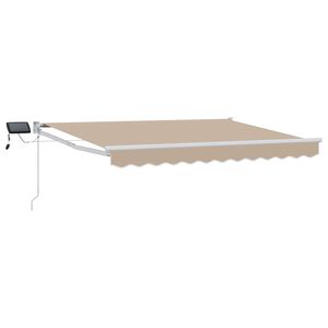 vidaXL Manual Retractable Awning with LEDs Beige and White 2.5 x 2 m