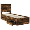 vidaXL Bed Frame with Drawer Smoked Oak 75 x 190 cm Engineer Wood