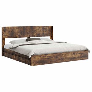 vidaXL Bed Frame with Storage and Headboard Smoked Oak 180 x 200 cm