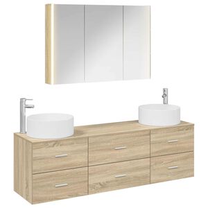 vidaXL Bathroom Furniture Set 4 pcs Sonoma Oak