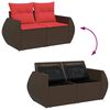 vidaXL 5 Piece Garden Sofa Set with Cushions Brown Poly Rattan Acacia