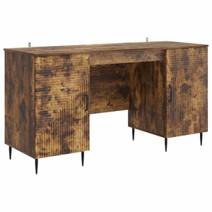 vidaXL Desk Smoked Oak 142.5 x 50 x 75 cm Engineered Wood