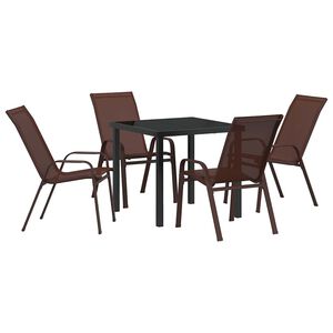vidaXL Garden Dining Set 5 pcs Brown and Black Powder-coated Steel