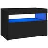 vidaXL Bedside Cabinet & LED Lights Black 60x35x40 cm Engineered Wood