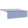 vidaXL Retractable Awning Manual Blue and White 400 x 300 cm