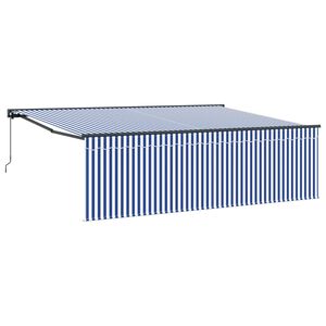 vidaXL Retractable Awning Manual Blue and White 400 x 300 cm
