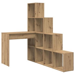 vidaXL Corner Desk with Shelf Artisan Oak 101.5 x 149.5 x 149.5 cm