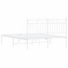 vidaXL Metal Bed Frame without Mattress with Headboard White 140x200cm